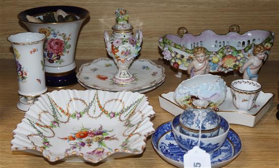 A Meissen vase and other Continental ceramics